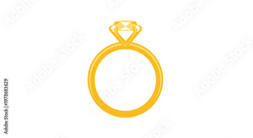 A digitally rendered golden diamond ring is presented on a plain white background showcasing its brilliance
