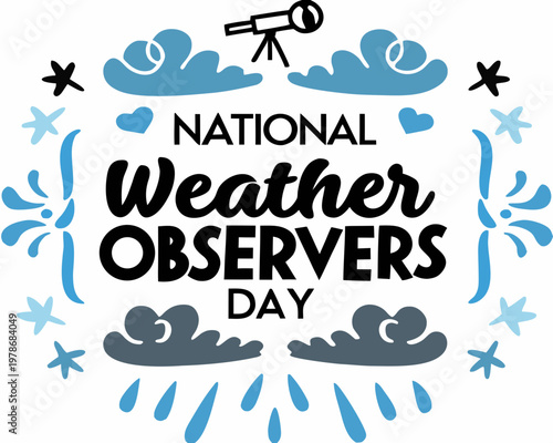 National Weather Observers Day Vector Illustration, Meteorology and Weather Science Design