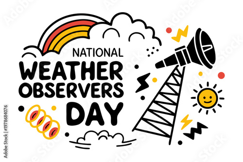 NATIONAL WEATHER OBSERVERS DAY vector illustration isolated on white background