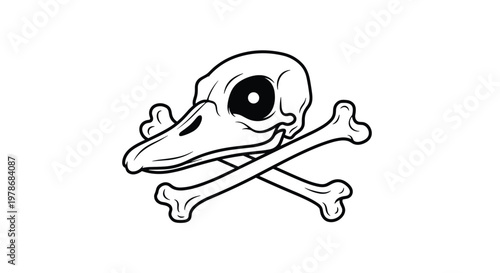 Humorous pirate symbol featuring a duck skull with crossed bones underneath, creative twist on the traditional jolly roger icon.