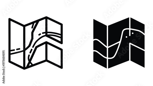 Abstract visual representation of a folded paper with contrasting line designs