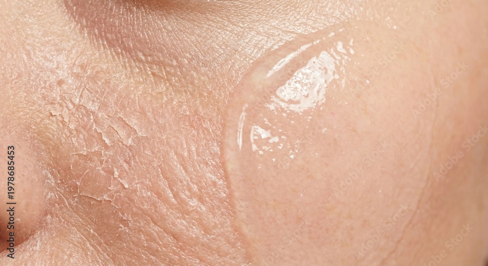 Fototapeta premium Applying moisturizing serum to dry facial skin