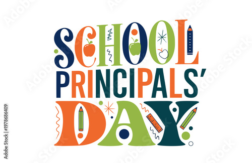 SCHOOL PRINCIPALS' DAY vector illustration isolated on white background