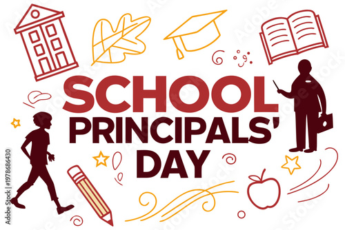National School Principals’ Day Vector Art, Honoring School Leaders Isolated on White