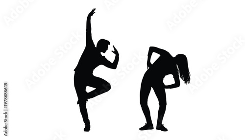 Vector silhouettes of a man and a woman dancing