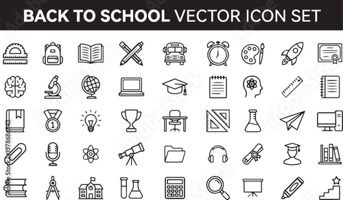 Back to School Icon Set Education Academic Icons Editable Stroke Success Learning Vector Collection