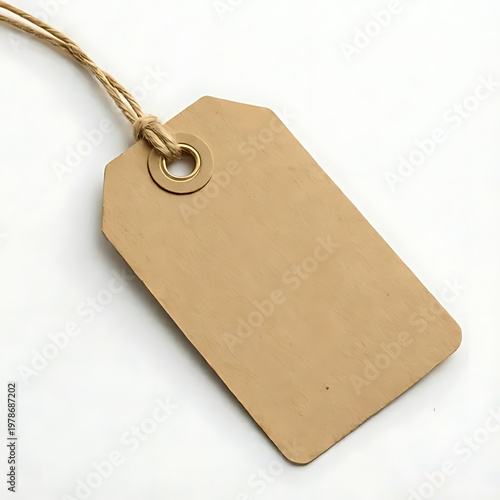 labeling tag attached to packaged meat isolated on white background