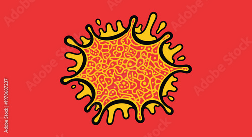 Virus illustration with orange spikes.