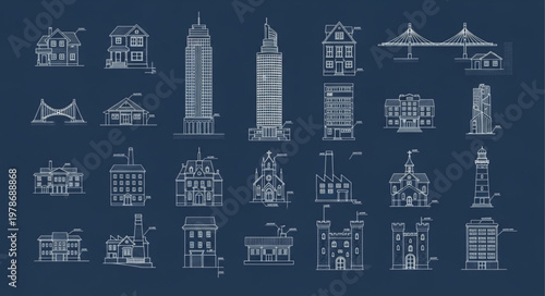 Collection of Architectural Building Designs and Blueprints.