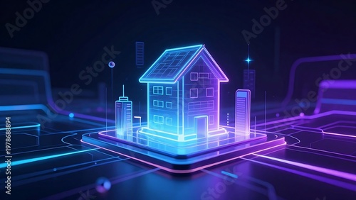 Holographic visual of home for real estate ads.