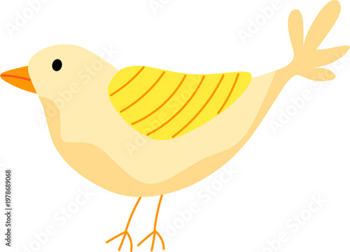 Cute Yellow Bird Flat Illustration