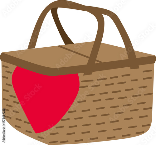 Picnic Basket with Red Heart