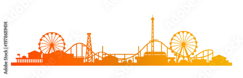 Wildwood New Jersey Boardwalk Amusement Park Skyline Silhouette Vector