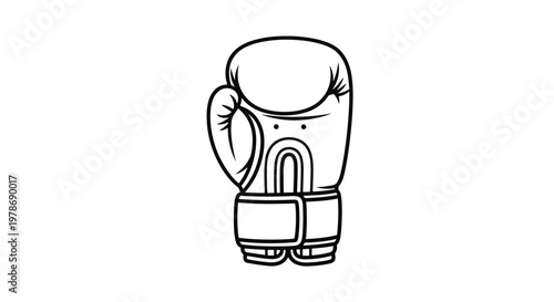 Simple black and white line drawing of a single boxing glove icon representing sports, combat, and fitness training.