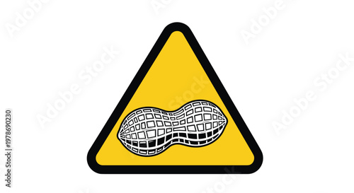 Yellow triangle warning sign featuring a black and white peanut shell icon for food allergy and public safety alerts.