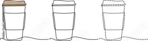 Visual representation of coffee cup size comparison and cross-sectional view Vector