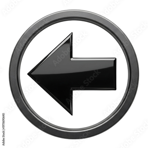 A black arrow circle, pointing left indicating previous, back, navigation, rewind, isolated on white or transparent background