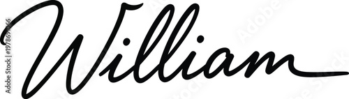 A elegant black signature of the name William on a white background