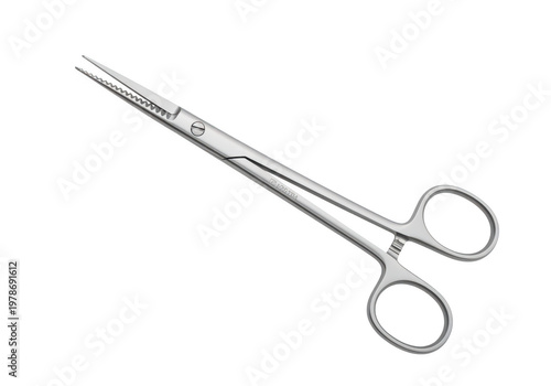 Sharp stainless steel surgical scissors for medical use isolated on transparent background