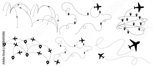 Airplane flight path route set