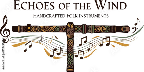 A logo for a company that makes handcrafted folk instruments with a musical theme