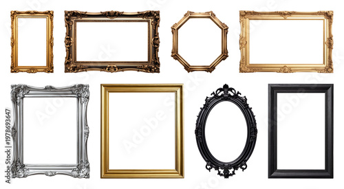 PNG Elegant vintage ornate picture frames on transparent background