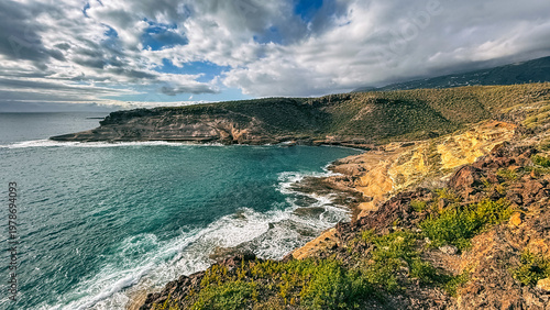 La Caleta volcanic coastline with ocean cliffs and natural landscape in Tenerife, Canary Islands
