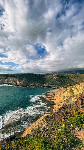 La Caleta volcanic coastline with ocean cliffs and natural landscape in Tenerife, Canary Islands