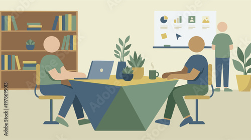 Business team collaboration in a modern minimalist office setting