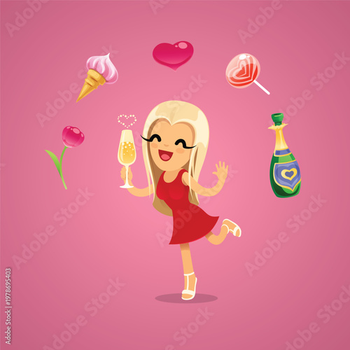 Romantic set with a sexy blonde