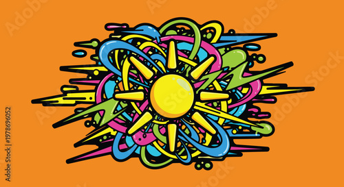 Vibrant colorful abstract art design element.