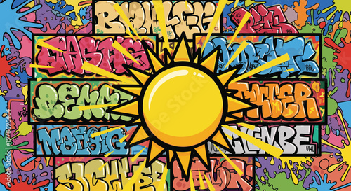 Colorful Graffiti Artwork of Sun.