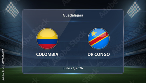 Colombia vs DR Congo Soccer Match Scoreboard