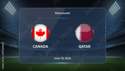 Canada vs Qatar Soccer Match Scoreboard