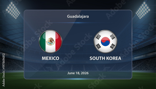 Mexico vs South Korea Soccer Match Scoreboard