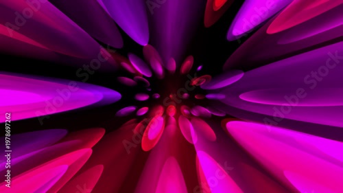 Abstract digital art featuring vibrant pink and purple light streaks radiating from a dark central point