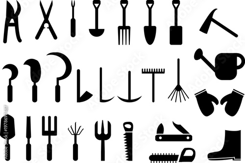 Set of Garden hand tools icon