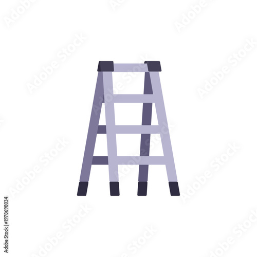 metal gray step ladder, construction equipment, colorful vector flat style illustration