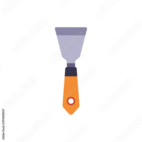 metal putty knife, renovation tool, colorful vector flat style illustration