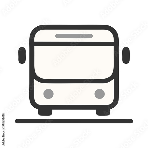 Minimalist bus icon in Japandi style, clean geometric vehicle symbol, ideal for public transport signage, transit systems, and modern wayfinding design.