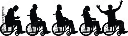 Silhouette set of senior people exercising, stretching, doing yoga, and lifting weights for healthy aging, fitness, and active lifestyle themes.