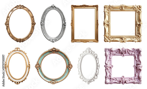 PNG Elegant vintage ornate picture frames on transparent background