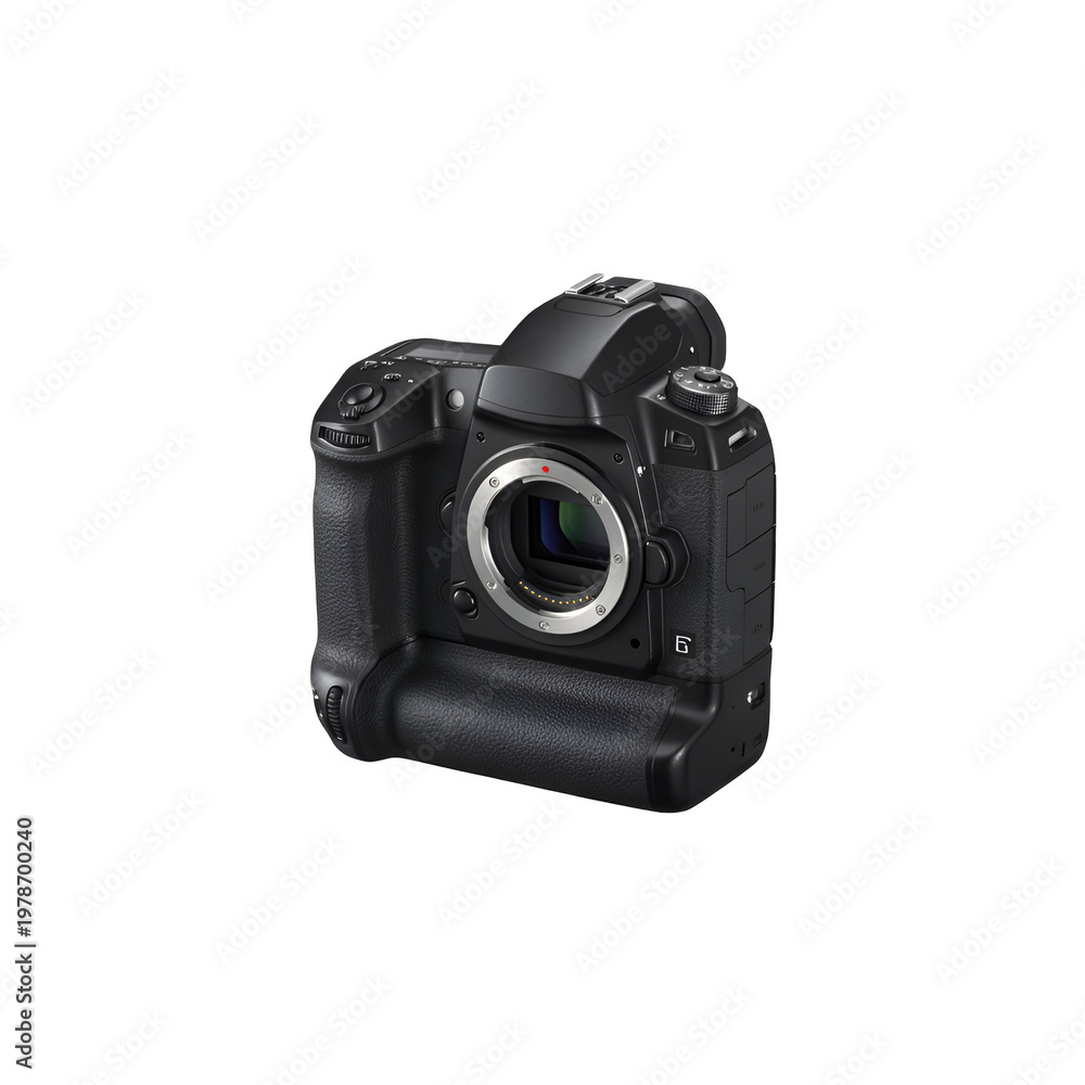 Fototapeta premium Professional digital slr camera with black and silver body design