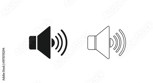 Speaker icons in black and white depicting sound waves emitting