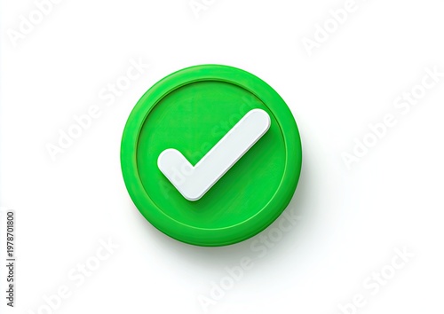 Free Download A raised, white checkmark emblem on a textured green circular background - GFXLoad
