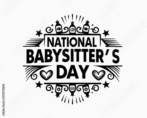 Babysitter Appreciation Vector Art, Celebrating Babysitters Isolated on White