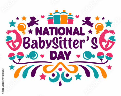 National Babysitter’s Day Vector Illustration, Child Care Appreciation Design