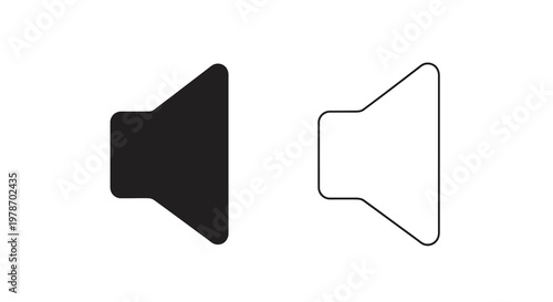 Speaker icons in black and white representing audio output or volume