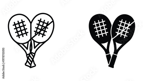 Two pairs of rackets in black and white
