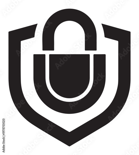 Black shield and padlock icon